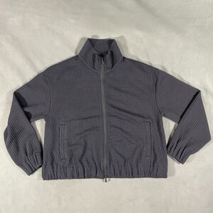 Peter Millar Women's Large Gray Flora Knit Jacquard Full Zip Layer Golf Jacket